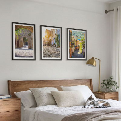 Three-piece wall art piece Charming stone streets