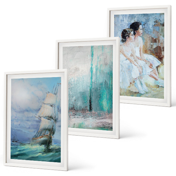 Wall art set Ship sea abstract dancer