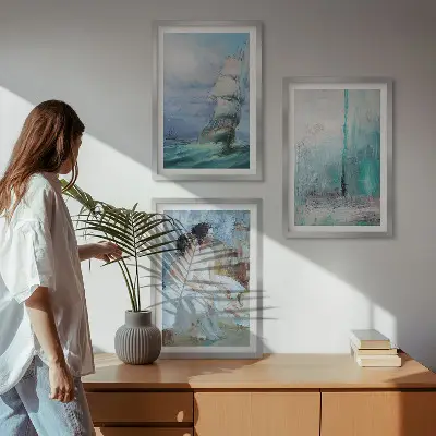 Abstract ship and sea dancer wall art set multi-piece abstract maritime dancer wall art