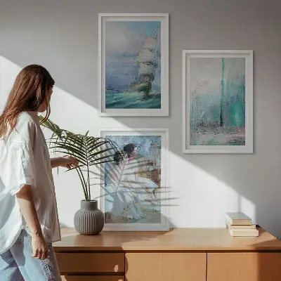 Abstract ship and sea dancer wall art set multi-piece abstract maritime dancer wall art