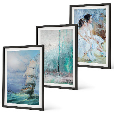 Wall art set Ship sea abstract dancer