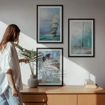 Abstract ship and sea dancer wall art set multi-piece abstract maritime dancer wall art