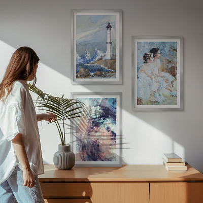 Wall art set Lighthouse abstract dancer