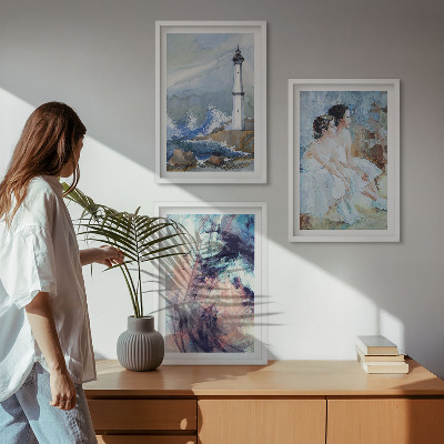 Wall art set Lighthouse abstract dancer
