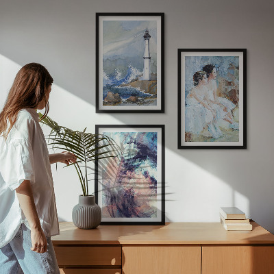 Wall art set Lighthouse abstract dancer
