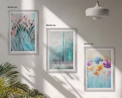 Set of 3 framed wall art pieces Pastel flowers background patterns