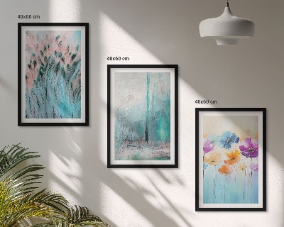 Set of 3 framed wall art pieces Pastel flowers background patterns
