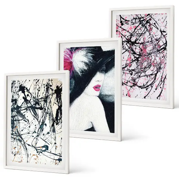 Abstract paint patterns wall art set hat