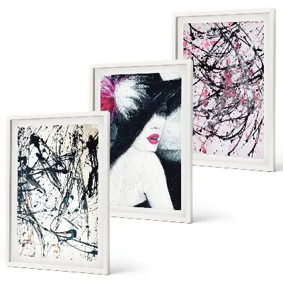 Abstract paint patterns wall art set hat