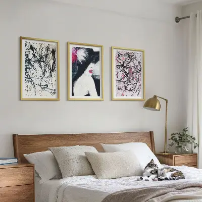 Abstract paint patterns wall art set hat