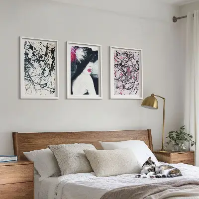 Abstract paint patterns wall art set hat