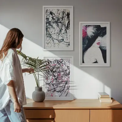 Wall art set Abstract paint patterns hat