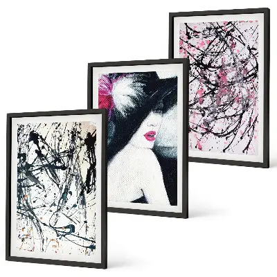 Abstract paint patterns wall art set hat