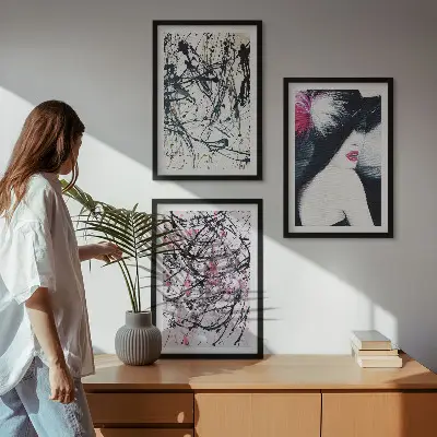 Abstract paint patterns wall art set hat