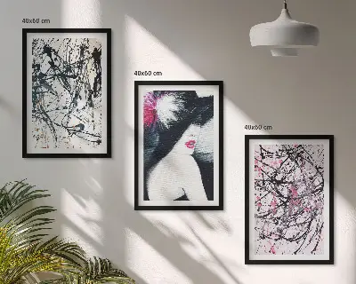 Abstract paint patterns wall art set hat
