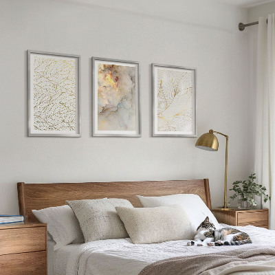 Three-piece wall art piece Leaves patterns marble abstract