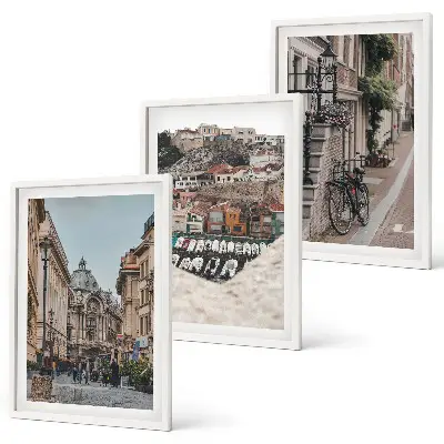 Set of 3 framed wall art pieces the charming city port streets