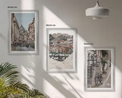 Set of 3 framed wall art pieces The charming streets of the city's port