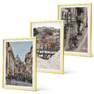 Set of 3 framed wall art pieces the charming city port streets