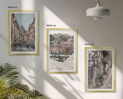 Set of 3 framed wall art pieces the charming city port streets