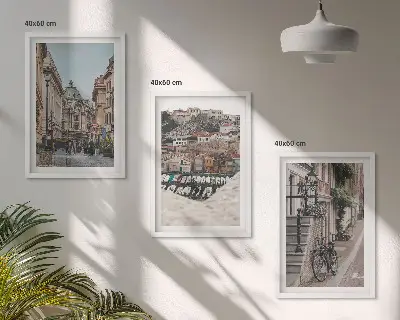 Set of 3 framed wall art pieces The charming streets of the city's port