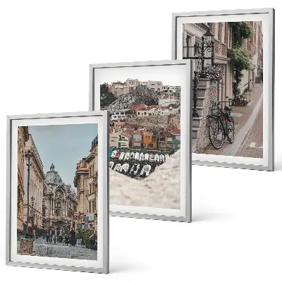 Set of 3 framed wall art pieces the charming city port streets