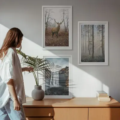 Forest landscapes wall art set featuring wild nature scenes
