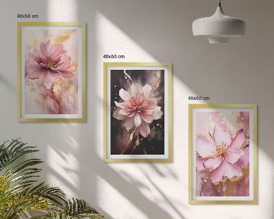 Three-piece wall art piece Floral compositions of roses and white