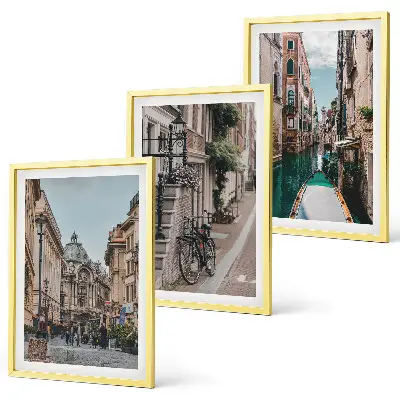 Set of 3 framed wall art pieces featuring Venice's water streets