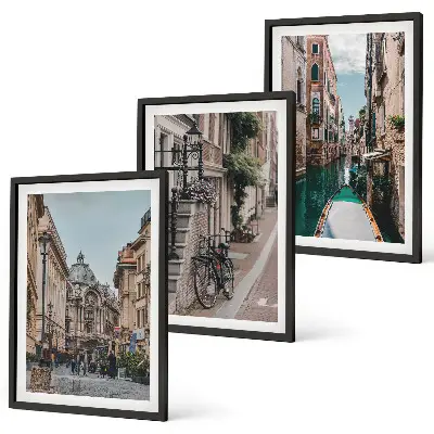 Set of 3 framed wall art pieces Venice's water streets