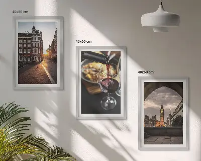 Wall art set featuring London city and food photography