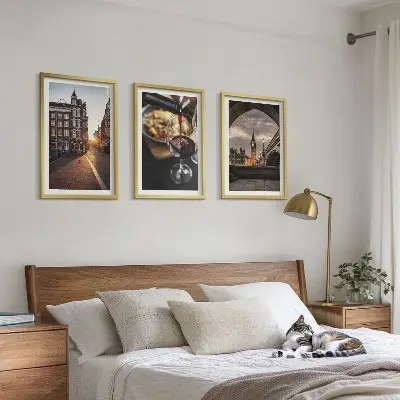 Wall art set featuring London city and food photography
