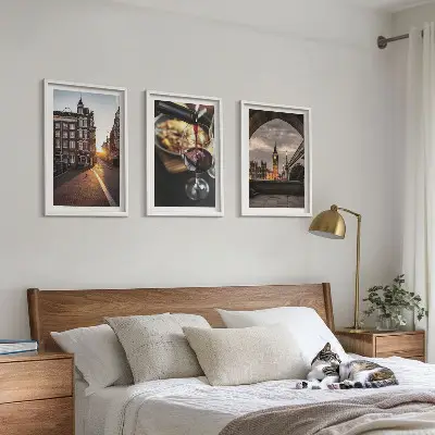 Wall art set featuring London city and food photography