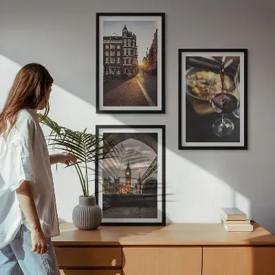 Wall art set featuring London city and food photography