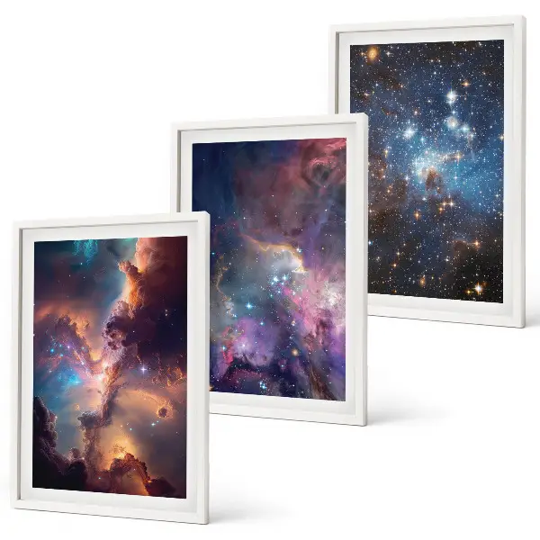 Cosmic starscapes wall art set of 3 framed pieces