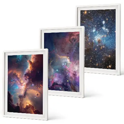 Cosmic starscapes wall art set of 3 framed pieces