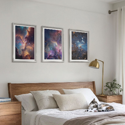Set of 3 framed wall art pieces Cosmic starscapes