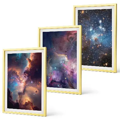 Cosmic starscapes wall art set of 3 framed pieces