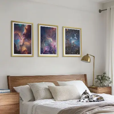 Cosmic starscapes wall art set of 3 framed pieces