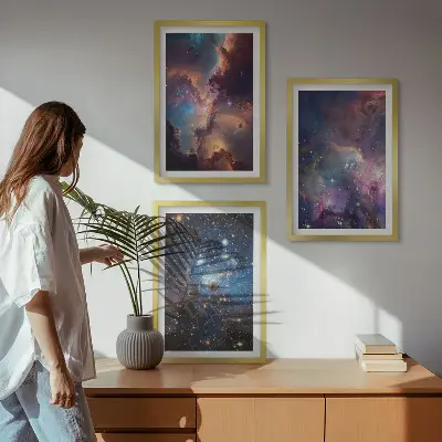 Cosmic starscapes wall art set of 3 framed pieces