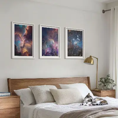 Cosmic starscapes wall art set of 3 framed pieces