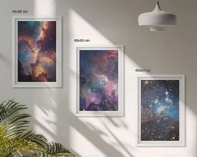 Cosmic starscapes wall art set of 3 framed pieces