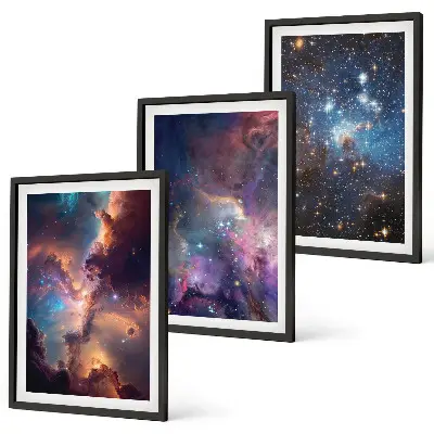 Cosmic starscapes wall art set of 3 framed pieces