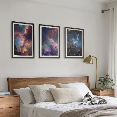 Cosmic starscapes wall art set of 3 framed pieces