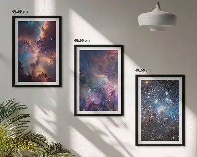 Cosmic starscapes wall art set of 3 framed pieces