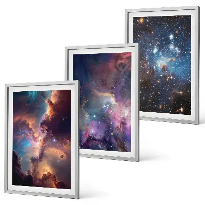 Cosmic starscapes wall art set of 3 framed pieces