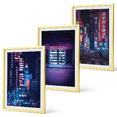 Wall art set Night city neon entrance