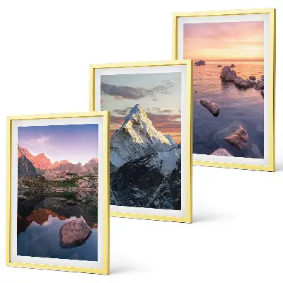 Three-piece wall art set featuring mountain landscape scenery