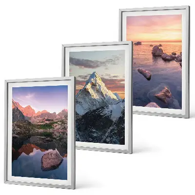 Three-piece wall art set featuring mountain landscape scenery