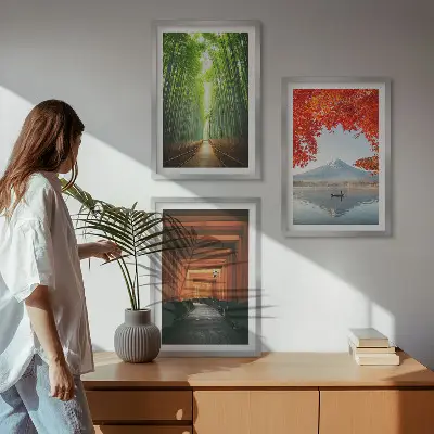 Fuji Bamboo Forest Landscape Wall Art Set 